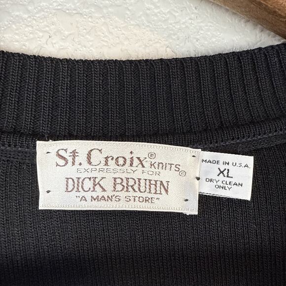 St Croix Knits Mens Vintage V-Neck Cardigan Sweater Size XL Black Zephyr Wool - Picture 4 of 6